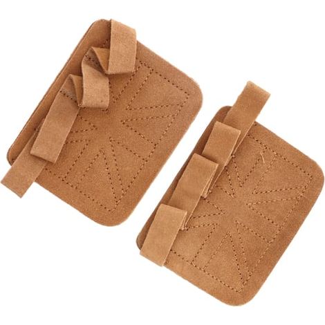 Gants en cuir de vachette double couche épais, marron, avec une prise à 4 doigts, pour l'haltérophilie et la musculation. (1/5)