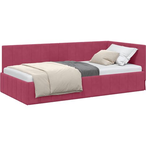 Maison Exclusive - Cornice del letto ad angolo Rosso Vino 90 cm x 190 cm Velluto