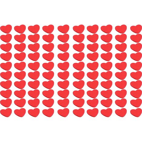 100 Stück rote, herzförmige Holzornamente, selbstklebend, zum Selbermachen, handgefertigte Heimdekoration (1/5)