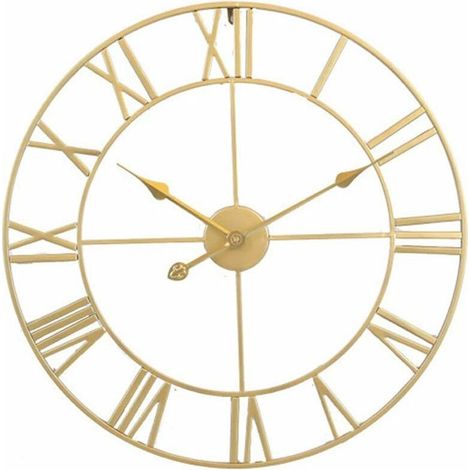 Grande horloge murale rétro en fer, ronde, silencieuse, à piles, chiffres romains, style vintage, décor de salon
