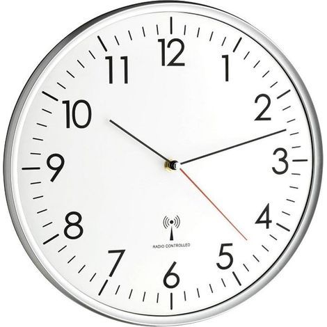 FA Dostmann Horloge Murale Radio-piloté analogique, 60.3514, Haute précision, Blanc/argenté (1/3)
