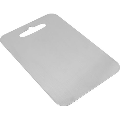 Planche à découper double face en acier inoxydable 304, facile à nettoyer, idéale pour la cuisine. (1/5)