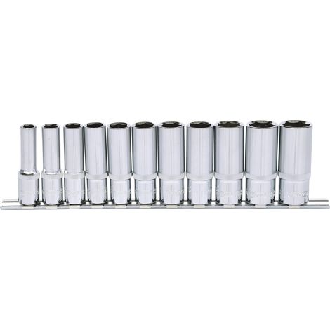 KS Tools 3/8" CHROMEplus Sechskant-Stecknuss-Satz, lang, 11-teilig 8-19mm (1/4)