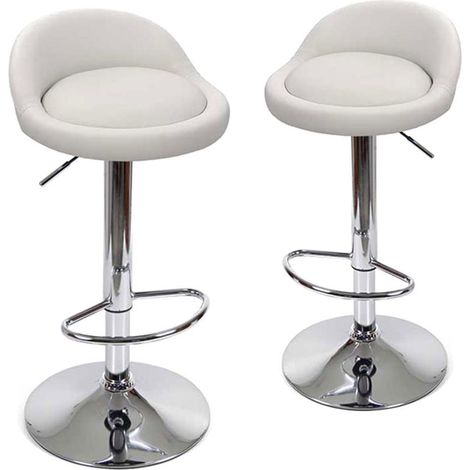 SET 2 SGABELLI PARIGI CON SEDUTA IMBOTTITA 38 X 68/89 CM IN COLORE BIANCO (1/2)