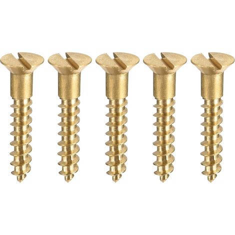 Lot de 100 vis à bois M3.5 x 20 mm à tête plate fendue en laiton (1/5)