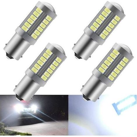 Weiße 1156 BA15S P21W 5630 33SMD LED-Blinkerlampen 900LM Superhelles Rückfahrlicht Bremslicht Nebelscheinwerfer Positionslicht Rücklicht 12-30V 3,6W (4 Stück) (1/2)