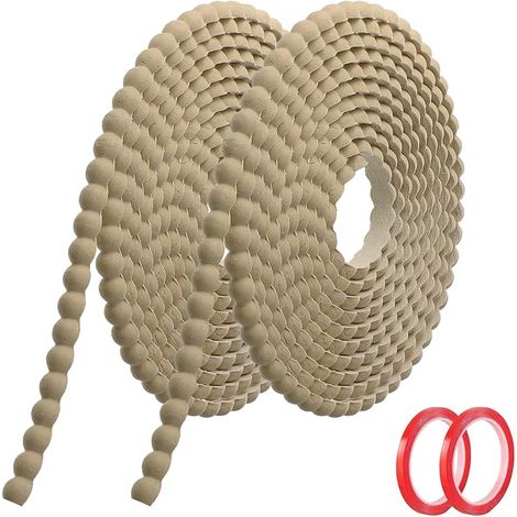 Moulure Murale Décorative Adhésive Couleur Bois 6M x 8mm Moulure en PVC Flexible avec Bordure Perlée 3D, Baguette de Finition Hydrofuge et À Peindre pour Mur, Cadre de Miroir et Bords (1/5)