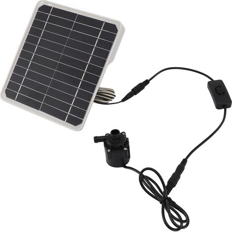 Pompe à eau solaire 50W avec panneau solaire, kit de fontaine à fonctionnement 24h, réglage par interrupteur pour bain d'oiseaux et aquariums (1/5)
