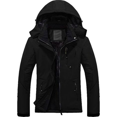 Women's Ski Jacket, Warm Winter Windproof Jacket with Removable Hood for Hiking, Camping, Snowboarding, Thermal Fleece Lining, Cuffs (M) (1/4)