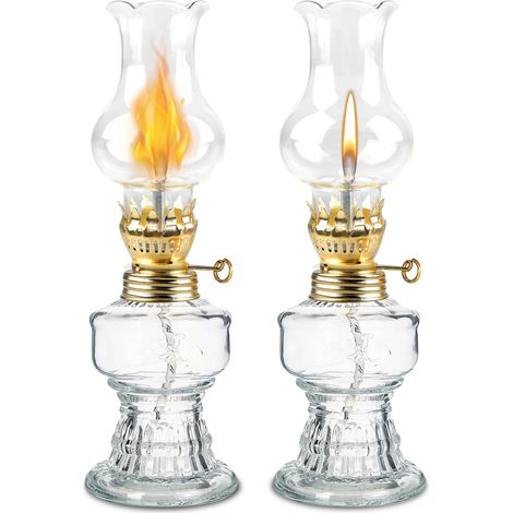 Lot de 2 lampes en verre pétrole pour l'intérieur, lampes à huile vintage, salon, salle à manger (1/5)