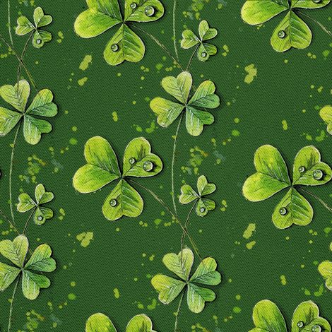 Tissu d'extérieur décoratif Oxford - motif trèfle sur fond vert (1/5)