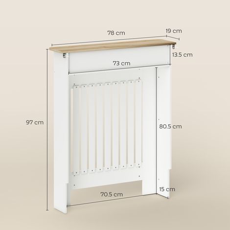 Grille de radiateur (avec boîte), en bois, 78 x 19 x 97 cm, blanche