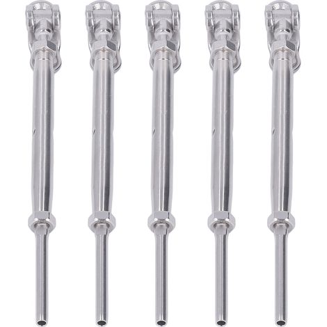 Lot de 5 vis à œil filetées en acier inoxydable 1/8in, kit de fixation haute précision pour câbles de garde-corps maritime (1/5)