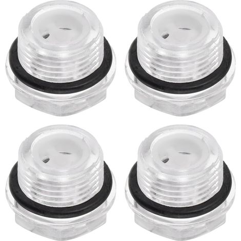 4Pcs Verre de Vue d'Huile de Compresseur d'Air G1/2 Mâle Jauge de Niveau de Liquide Plastique Fenêtre d'Indicateur d'Huile à Tête Hexagonale avec Joint Torique, Transparent (1/5)