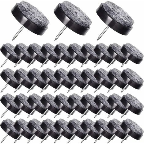50 clavos para muebles, almohadillas de fieltro negras de 17 mm con caja de almacenamiento para muebles, sillas, taburetes y patas de mesa de madera (negro) (1/4)