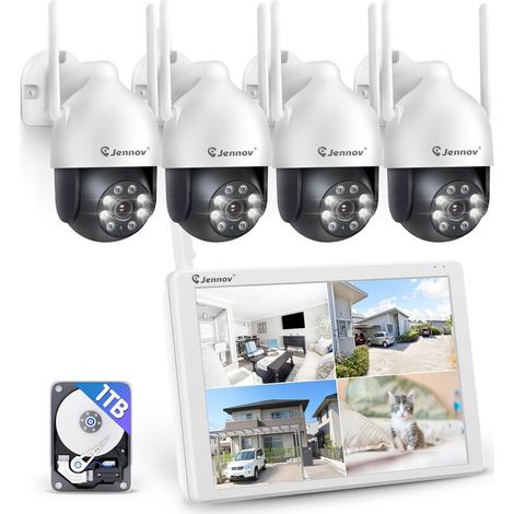 5MP PTZ Kit Caméra Surveillance WiFi Extérieure avec Moniteur, 10CH 5MP NVR 1TB HDD, HD IP Vision Nocturne Couleur, Détection Humaine, Audio Bidirectionnel, Suivi Automatique (1/5)