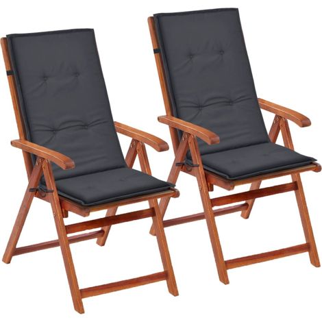 Lot de 2 coussins de chaise de jardin en tissu anthracite 120x50x3 cm DEC021542 (1/5)