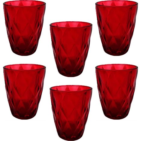 6 Bicchieri in vetro natalizio rosso decorazione natale per una tavola di natale elegante festosa addobbi di casa cl25 idea regalo (1/4)