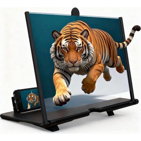 KLVGTIFS PU - Loupe d'écran version 2026, nouvelle loupe d'écran pour téléphone portable, films, vidéos et jeux, (noir, 12 pouces) (1/5)