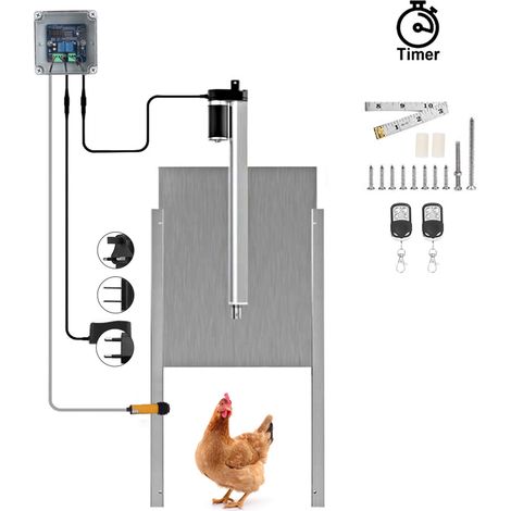 Kit d'ouverture de porte automatique pour poulailler avec minuterie, accessoires agricoles, prise 110-220 V. (1/5)