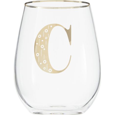 Premier Housewares Letter C Stemless Wine Glass (1/4)