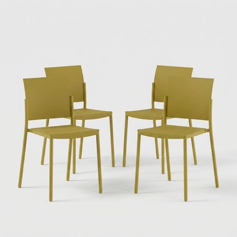 Set 4 sedie cucina impilabili in polipropilene design leggero Aurora - Giallo
