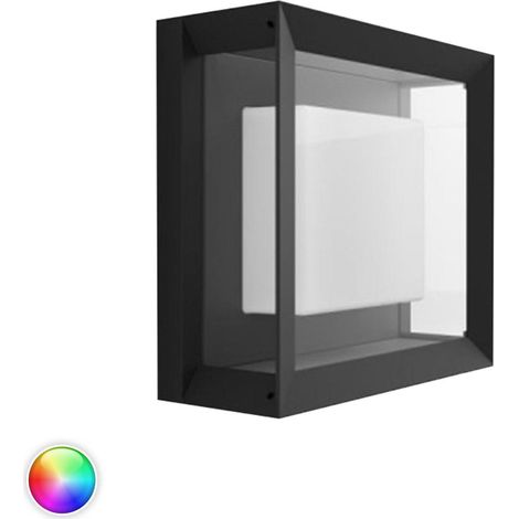 Philips 17438-30-P7 Econic Lampada da parete da esterni intelligente LED dimmerabile cambia colore IP44 1150 lm 24 V colore Nero (1/5)