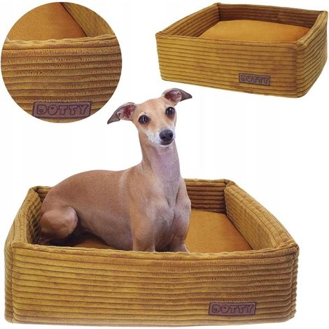Cama para gatos, sofá para perros, pana amarilla miel DOTTY (1/5)