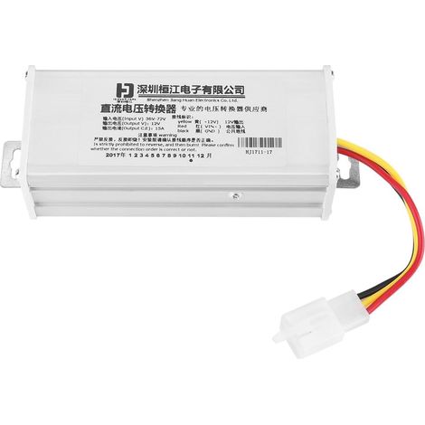 Convertisseur Adaptateur Transformateur pour Entrée Électrique Scooter DC 36V-72V Sortie 12 V 15A / 180W Alimentation Régulateur (1/5)