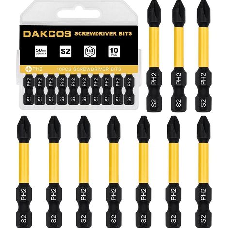 Bit PH2 lang Torx S2 Sechskantschaft 50 mm 10 Stück PH2-Bit Box (1/4)