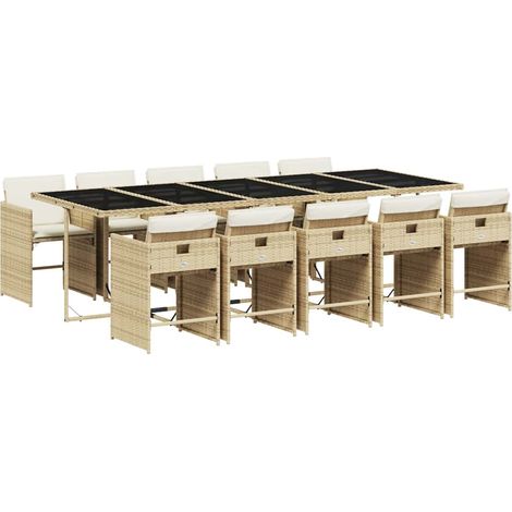 Garden Dining Set  Beige Table, Beige Chairs, Cream White Cushions vidaXL (1/5)