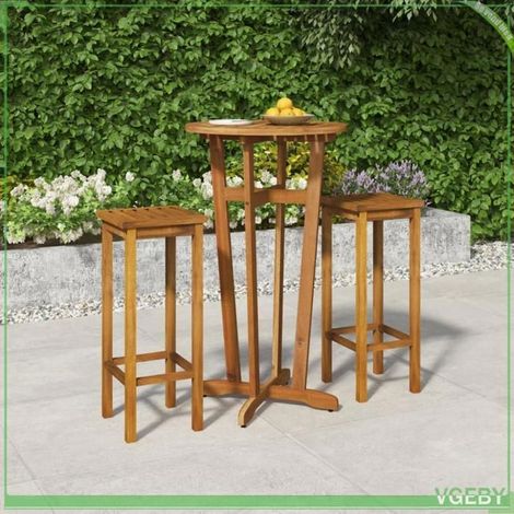 Ensemble de bar de jardin - FAFEICY - 3154384 - bois d'acacia massif - 3 pièces (1 table, 2 chaises) - Contemporain (1/5)
