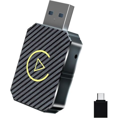 Kabelloser CarPlay-Konverter, 2-in-1 CarPlay/Android Auto, kompakter Mini-Adapter für alle werkseitig verkabelten CarPlay-Systeme (Carbonfaser-Optik)