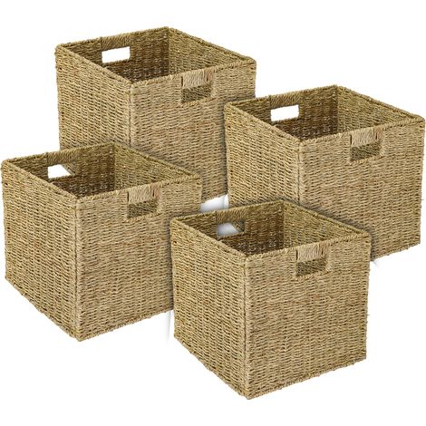 HMF Aufbewahrungskorb, Korb geflochten aus Seegras, 4er Set, passend für Kallax, 32 x 34,5 x 32 cm (1/5)