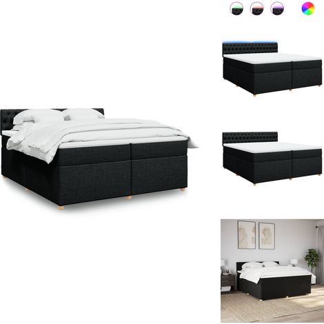 Sommier à lattes de lit avec matelas Noir 200x200 cm Tissu - Sommier À Lattes De Lit - Sommiers À Lattes De Lit - Lit - Meuble De Chambre À Coucher (1/5)