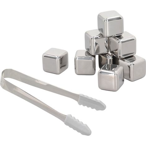 Set mit 8 wiederverwendbaren Whisky-Steinen aus Edelstahl, inklusive Zange und Aufbewahrungsbox für den Weinkeller. (1/5)
