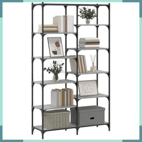 832791 Bibliothèque sonoma gris 100x32x170 cm bois d'ingénierie et fer (1/5)