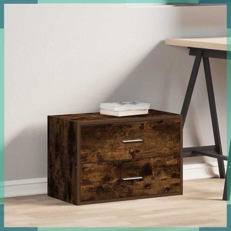 858829 Armoire avec 2 tiroirs chêne fumé 60x31x40 cm bois d'ingénierie (1/5)