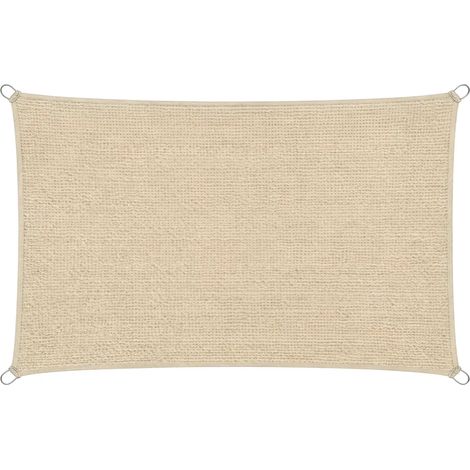 Vela Ombreggiante 4x5 m Beige Rettangolo Traspirante Anelli Acciaio