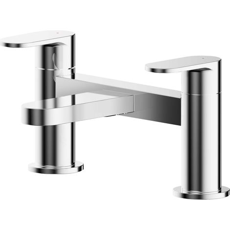 Balterley Enville Modern Round Deck Mounted Bath Filler Tap with Dual Lever Handles - Polished Chrome Finish