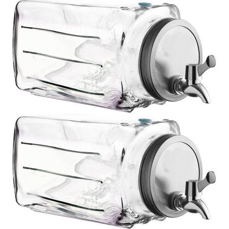 Distributeur de boissons en verre - JUANIO - 3 L - Robinet inox anti-rouille - Rectangulaire gain de place - Couvercle vissé (1/4)