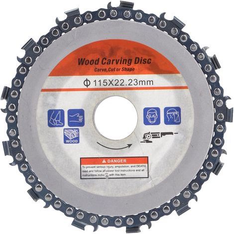 11,5 cm Holzschnitzscheibe mit 13 Zähnen und Rundkette für Winkelschleifer, Kettensägen-Schärfzubehör, orange Hartmetallklinge (1/5)