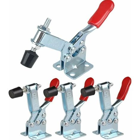 Dolaso – Lot de 4 sauterelles à serrage vertical – Capacité 90 kg – Acier au carbone laminé – Pour menuiserie et assemblage électronique - GH-201-B