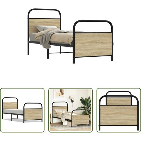 Cadre de lit - Cadre de lit sans matelas 75x190cm chêne sonoma bois ingénierie (1/5)