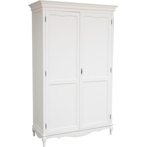 Solid lime wood antiqued white frame Shabby W130xDP57xH210 cm sized wardorbe. Made in Italy (1/5)