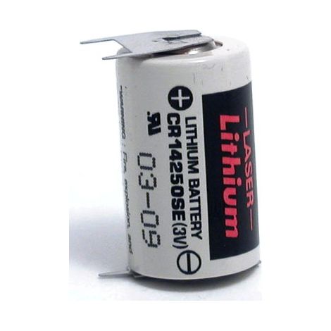 Pile lithium 3V 0,85Ah 1/2AA- 2picots sur + / 1 picot sur - (CR14250SEFT)