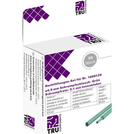 TRU COMPONENTS T1807CA007D Schrumpfschlauch mit Kleber Grün 4.80 mm 1.60 mm Schrumpfrate:2:1 30 St. (1/2)