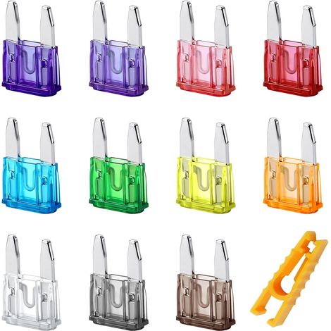 Fusibles Voiture Set - 36 Pièces Mini Fusibles Plats (2A-40A, 11 valeurs) avec Extracteur, Assortiment Fusibles Automobile pour Auto, Moto, Camion, Camping-car, Bateau - 12V-32V DC (Standard) (1/5)