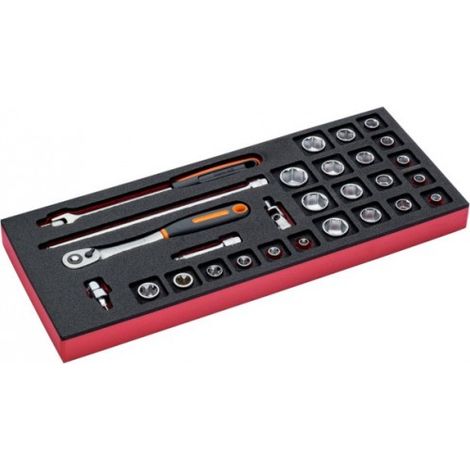 BAHCO - Jeu de cliquets et douilles 3/8", module mousse 1/3 Fit&Go - 28 pcs