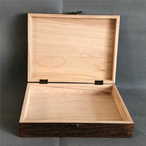 Boîte De Rangement - Bois Naturel - 26 x 20 x 6 cm - Verrouillable Anti-Poussière - Pour Objets Personnels - Lot De 3 (1/5)